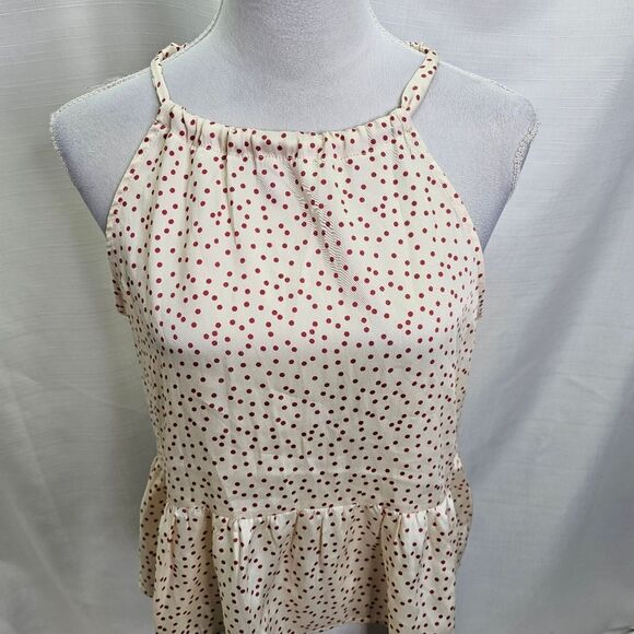 Francesca's Collections Miami Polka Dot Halter Peplum Tank Size Small - Picture 3 of 10